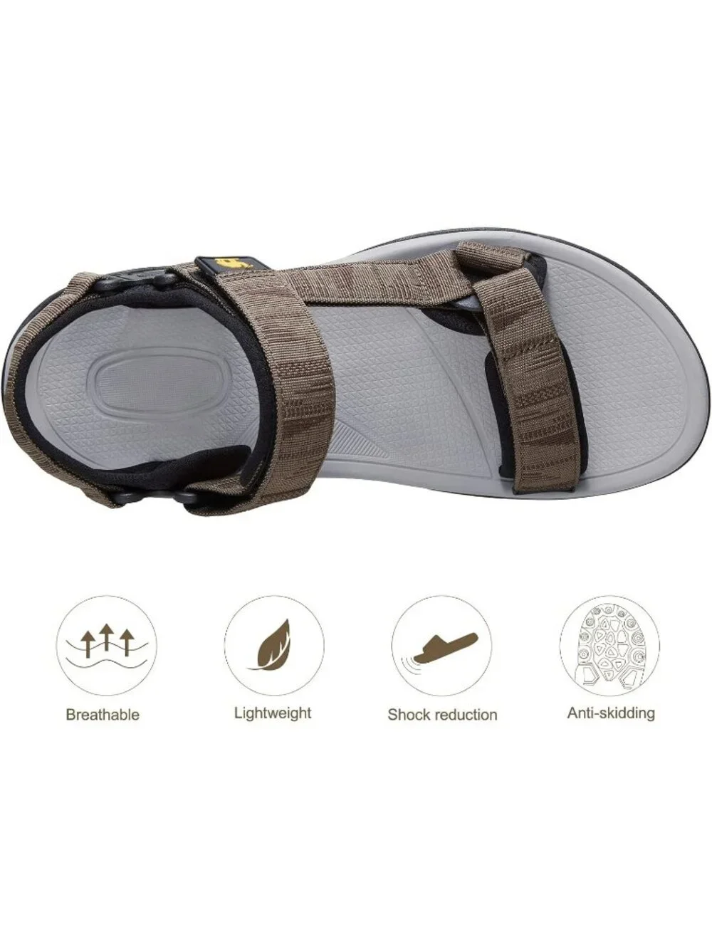 Men's Brown Arch Support Open Toe Outdoor Waterproof Hiking Sport Sandal Shoes